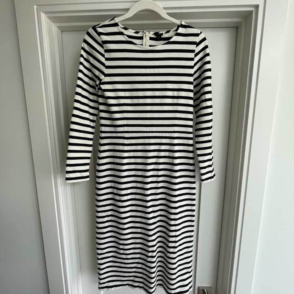 J. Crew Black and White Striped Dress